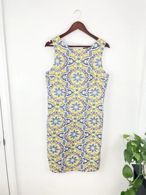 Vestido Vaina Chetta B Amarillo Azul Floral Flor Sin Mangas Para Mujer’s 12 Carrera Foto 1 de 4