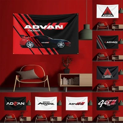 Advan Racing Wheels Car Flag Banner Tapestry Wall Hang Garage Room Décor 5x3ft - Image 1 of 4