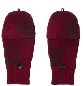 Burberry Women's Argyle Convertible Wool Mittens M/L - Picture 1 of 3