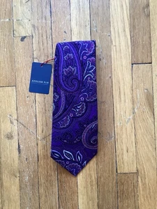 NWT Bespoke NYC Purple Paisley Print Neck-Tie,100% Wool,Made in France,MINT - Picture 1 of 3