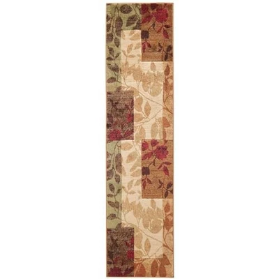  Amelia Modern Area Rug | 26" x 12' Runner | Beige/Green/Red  - Image 1 of 4