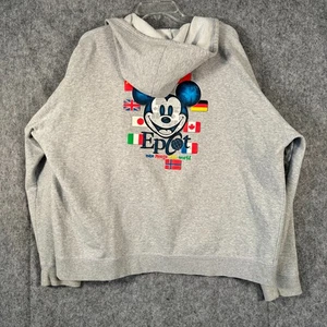 Felpa con cappuccio Y2K Disney Parks Epcot One World grigia giacca Topolino uomo XXL - Foto 1 di 11