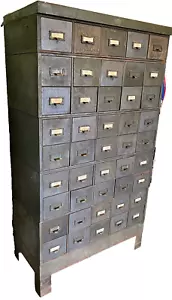 Vintage 45 Drawer Industrial Army Green Metal Stacking Library Card Catalog - Picture 1 of 4