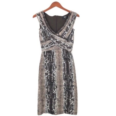 Vestido elástico estampado pitón Tadashi Shoji talla pequeña Foto 1 de 4