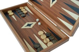 Juego de Ajedrez Manopoulos Tradicional Caoba 15" Backgammon sin Peones de Ajedrez - Imagen 1 de 3