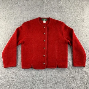 Vintage Orvis 100% Wool Cardigan Sweater Womens 10 Cottagecore Shetland Red NEW - Picture 1 of 12