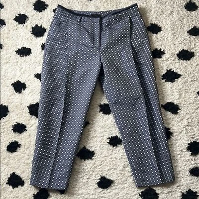 Peserico size 6 (42it) women's navy polka dot ankle slim fit cropped trousers - Image 1 of 4