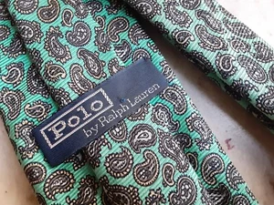 Vtg Polo Ralph Lauren Silk Tie 2.75" x 56" Aqua Caribbean Blue White Paisley - Picture 1 of 14