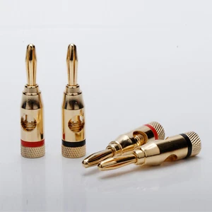 4 STCK. 24k Vergoldet HiFi Musik Lautsprecher Kabel Draht Pin Bananenstecker Stecker Stecker - Bild 1 von 14