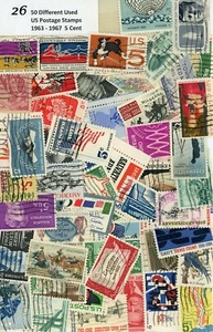 LOT of 50 DIFFERENT USED US postage stamps 5 CENT 1963-1967 FREE SHIPPING - Bild 1 von 1