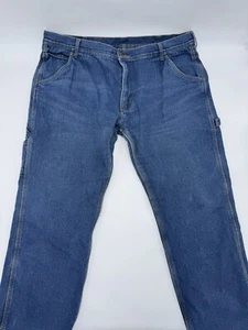 Key Jeans Fleece Lined Dark Wash Straight Denim Mens Blue Jeans 40x32 Carpenter - Picture 1 of 14