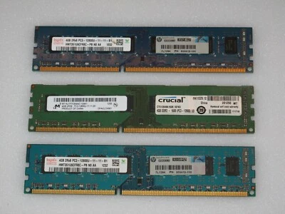 Hynix Curcial 12GB 2rx8 Pc3-12800u-11-11-B1 HMT351U6CFR8C-PB NO AA 3 of Lot - Image 1 of 2
