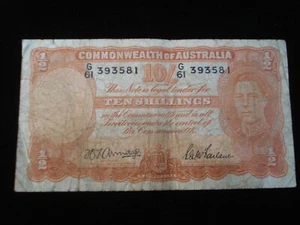 Australian 1942 Armitage Mcfarlane Ten Shillings Banknote (AB03) , - Picture 1 of 2