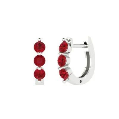 Simulated Ruby Stud Earrings for Women, Lever Back (0.48 cttw, 2.8mm, Round-Cut) - Image 1 of 4