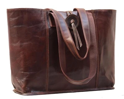 Women Genuine Leather Tote Vintage Shoulder Purse for Office Laptop Bag carryall - Image 1 of 4