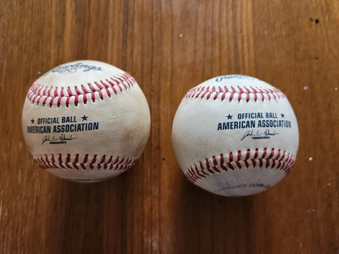 Rawlings Official MINOR LEAGUE Baseball AMERICAN ASSOCIATION GAME USED Lot of 2 Cover