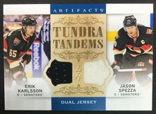 2014-15 ARTIFACTS - ERIK KARLSSON / JASON SPEZZA - TUNDRA TANDEMS DUAL JERSEY
