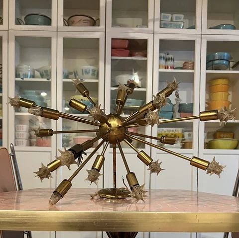 VINTAGE 24 Arm SPIKE Bulb SPUTNIK ATOMIC LIGHT Mid Century Modern Chandelier MCM Cover