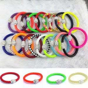 Cuff Wristband Colors Bangle Wrap Buckle Bracelet Punk Magnetic Rhinestone 19 - Picture 1 of 24