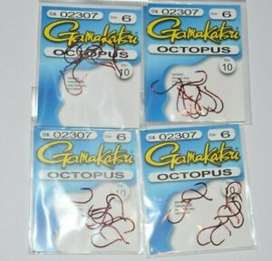 4 packs gamakatsu octopus hook size 6 10 per pack # 02307 red trout hooks