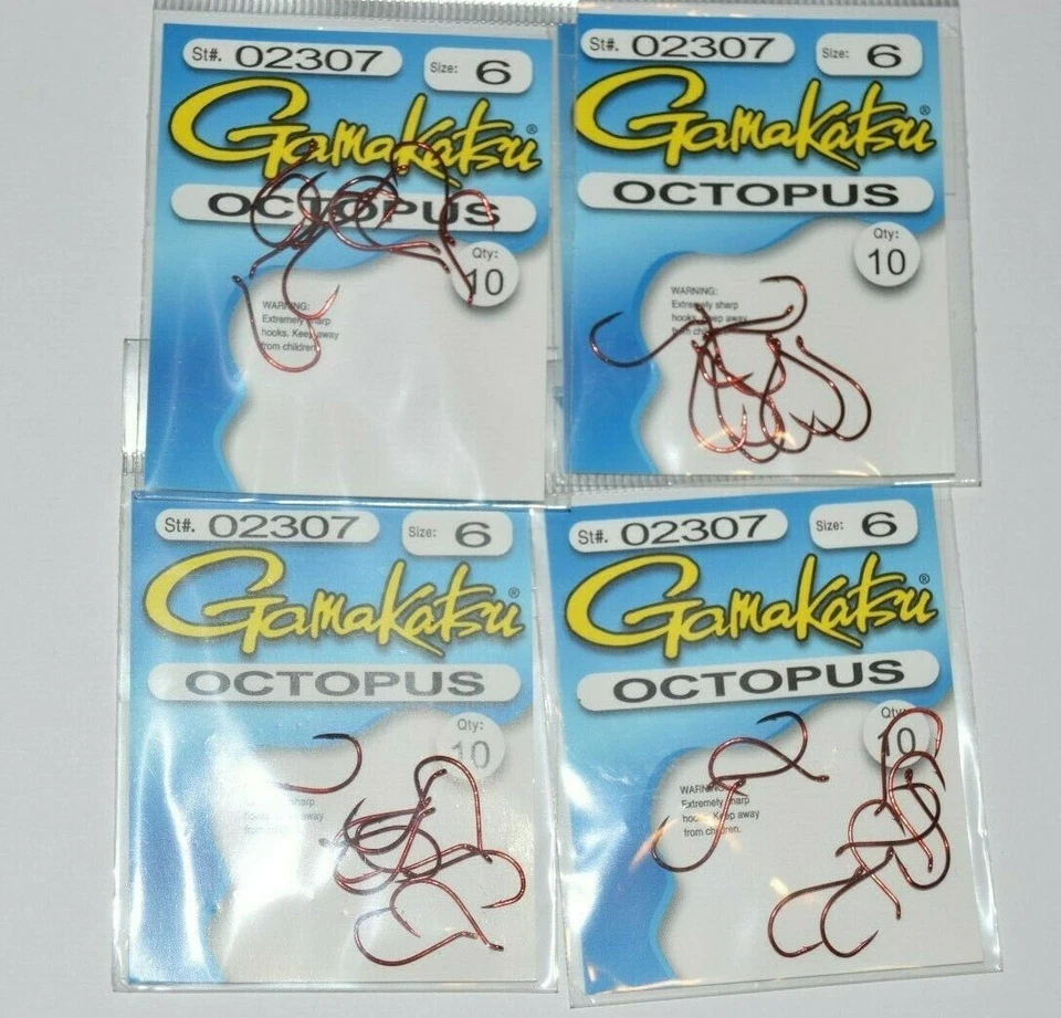Gamakatsu Octopus Hook Size 6 Red per 10 02307
