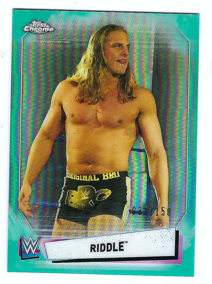 RIDDLE 2021 WWE TOPPS CHROME AQUA REFRACTOR /150 - Image 1 of 1