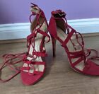 Fiore Heel Sandals size 4 37 red strap strapy smart party high summer stylish 