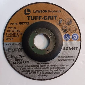 Lawson Tuff-Körnung Trennscheibe 60772 4-1/2 Zoll x 0,055 Zoll x 7/8 Zoll Zirkonkorn Typ 27 - Bild 1 von 3