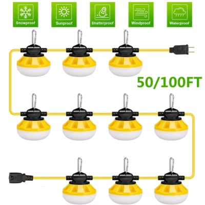 MFLABEL 100FT 100W Construction String Light LED Industrial Mine cave Work Light Outdoor