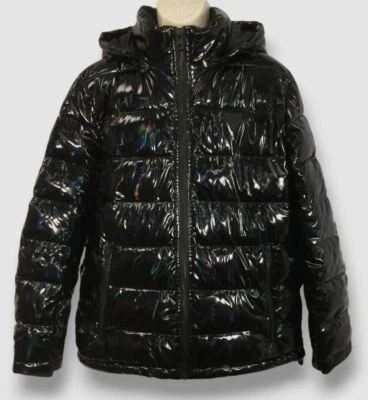 Jaqueta casaco holográfico Guess masculina preta bufante US$ 254 tamanho grande - Imagem 1 de 4
