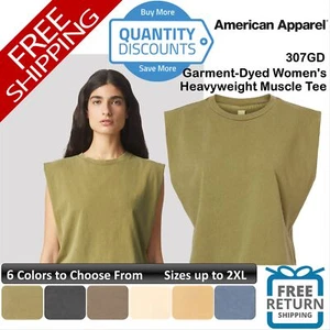 🔥 American Apparel Garment-dyed Women's Heavyweight Muscle Tee Up To 2XL 307gd - Picture 1 of 28