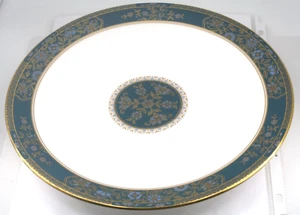 Royal Doulton Carlyle Blue Flowers Gold Leaves Teal Band Dinner Plate 10-5/8" - Picture 1 of 6