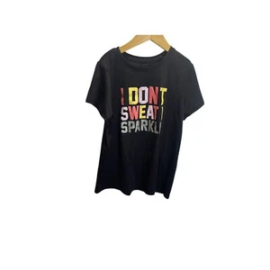 Tek Gear Girls Althletic Shirt Black Size XL 14/16 "I Dont Sweat I Sparkle" - Picture 1 of 4