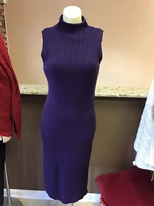 WET SEAL PURPLE TURTLE NECK SLEEVELESS KNIT MAXI SWEATER DRESS - Picture 1 of 2