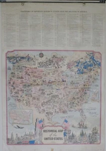 BILDLICHE WANDKARTE der Geschichte der Vereinigten Staaten Farbzeichnungen von R.L. McCollister - Bild 1 von 20
