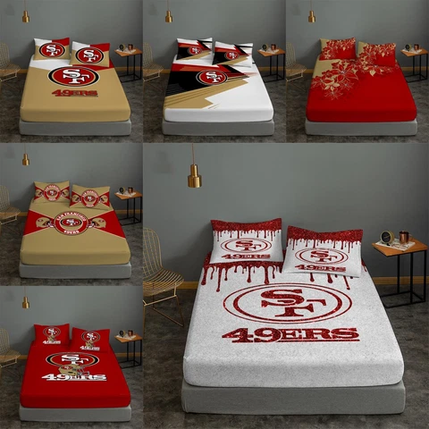 San Francisco 49ers Fitted Sheet Lightweight Microfiber Bed Sheet Pillowcase Set Cover