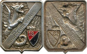 18. Drachenregiment, Vierkanttaler, versilbert, bemalt, dunkelblau, (Drago) - Bild 1 von 1