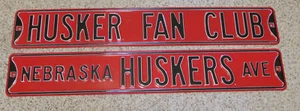 2 LARGE - HUSKER FAN CLUB HUSKERS AVE heavy Metal Signs 35" x 5.75" Nebraska UNL - Picture 1 of 9