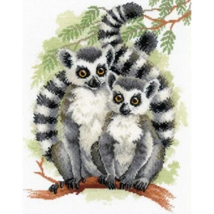 Cross-stitch kit, Point Counted Riolis 2196 Lémuriens - Picture 1 of 6