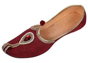 Hombres Jutti India Boda Mojari Sherwani Khussa Reino Unido Talla 7-11 Granate Yute - Imagen 1 de 6