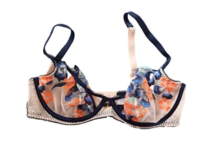 Sujetador arnés de malla bordada floral con aros mezcla rosa Marks & Spencer UK 34D - Imagen 1 de 4