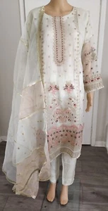 3PC STITCHED ORGANZA SUIT(LARGE) Womenswear Long Sleeve Lady - Picture 1 of 7