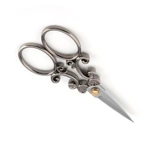 Vintage Style Mini Pointed Scissors Antique Decorative Design Silver Gray - Picture 1 of 12