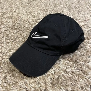 Nike Heritage86 Swoosh Hat Strap Back Black Embroidered One Size Cotton - Picture 1 of 13