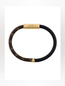 Louis Vuitton Brown LV Monogram Daily Confidential Bracelet 17 sz Leather - Picture 1 of 14