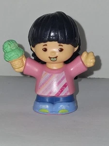 2018 Girl w/ Ice Cream Fisher Price Little People Replacement Black Hair Pigtail - Picture 1 of 5