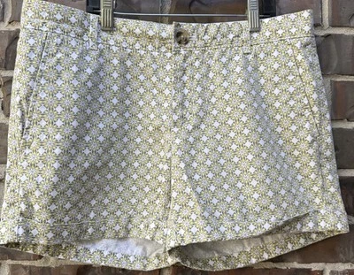 Banana Republic Yellow Green White Chino Shorts Floral Pockets Cuff 6 Butter - Image 1 of 4