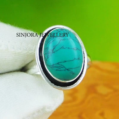 Turquoise Gemstone 925 sterling silver handmade Gift Ring US size 5 to 13 - Image 1 of 4