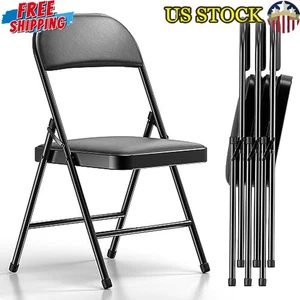 4 Pack Folding Chairs W/ Padded Cushion Durable Steel Frame Indoor Outdoor New - Picture 1 of 5
