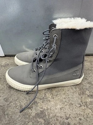 Timberland Shoes Womens Size 8.5 Gray Faux Fur Lined Winter Boots Lace Up Casual - Image 1 of 4
